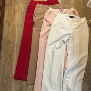 Set of 4 like-new Boston Proper Women's Trousers - Red, Tan, Pink, Cream